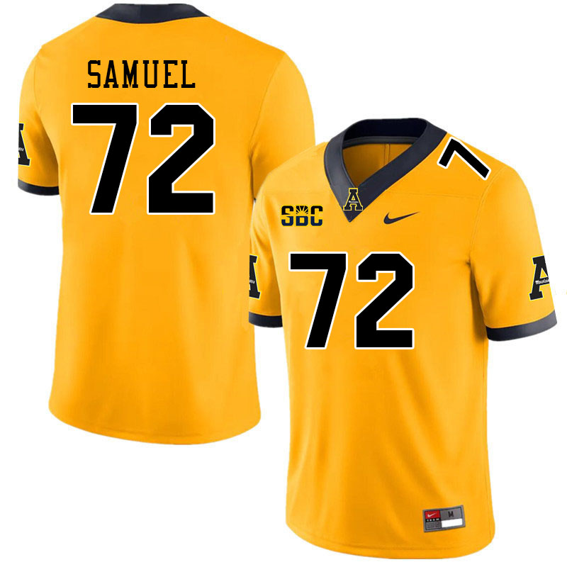 Men #72 Markell Samuel Appalachian State Mountaineers College Football Jerseys Stitched Sale-Gold - Click Image to Close